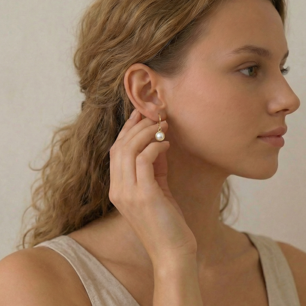 Brinco Argola Pérola Áurea Grace