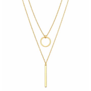 Colar Lúmina Dual em Aço Nobre Banhado a Ouro