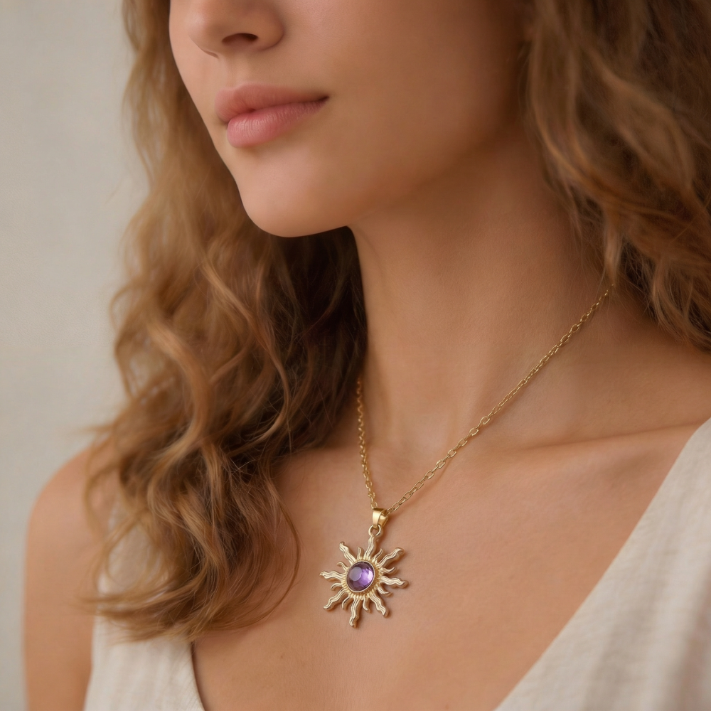 Colar Sol Raio Áureo